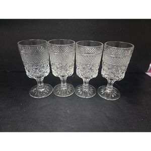 Anchor Hocking Wexford Water Goblets, Set of 4, 6.5" Clear Diamond Cut Drinkware